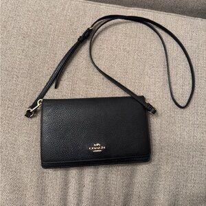 Coach Black Pebbled Leather Anna Crossbody Bag